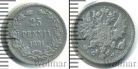 Монета 1881 – 1894 Александр III 25 пенни Серебро 1891