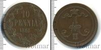 Монета 1855 – 1881 Александр II 10 пенни Медь 1865