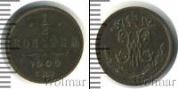 Монета 1894 – 1917 Николай II 1/2 копейки Медь 1909