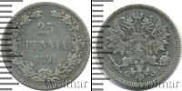 Монета 1881 – 1894 Александр III 25 пенни Серебро 1891
