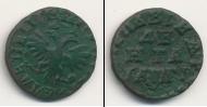 Монета 1689 – 1725 Петр I 1 деньга Медь 1713