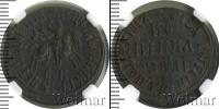 Монета 1689 – 1725 Петр I 1 копейка Медь 1711