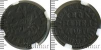 Монета 1689 – 1725 Петр I 1 копейка Медь 1713