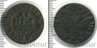 Монета 1689 – 1725 Петр I 1 деньга Медь 1704