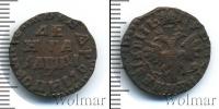 Монета 1689 – 1725 Петр I 1 деньга Медь 1714