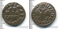 Монета 1689 – 1725 Петр I 1 деньга Медь 1713