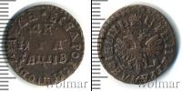 Монета 1689 – 1725 Петр I 1 деньга Медь 1712