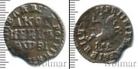 Монета 1689 – 1725 Петр I 1 копейка Медь 1717
