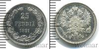 Монета 1881 – 1894 Александр III 25 пенни Серебро 1891