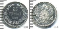 Монета 1881 – 1894 Александр III 25 пенни Серебро 1891