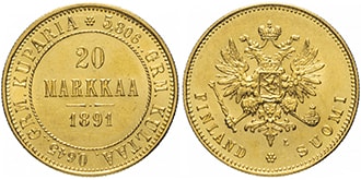 20 марок 1891 года Александр 3