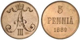 5 пенни 1889 года Александр 3