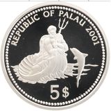  5 долларов 2001, серебро (Ag 925) | Медуза — Палау, фото 1 
