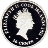  50 центов 2011, серебро (Ag 925) | Кролик — Острова Кука, фото 1 