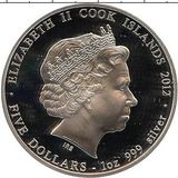  5 долларов 2012, серебро (Ag 925) | Дракон - процветание — Острова Кука, фото 1 