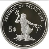  5 долларов 2002, серебро (Ag 925) | Сандериа малайнсис — Палау, фото 1 