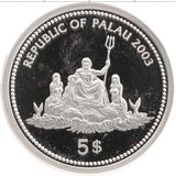  5 долларов 2003, серебро (Ag 925) | Краб в цвете — Палау, фото 1 
