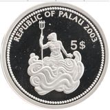  5 долларов 2003, серебро (Ag 925) | Астроидеа — Палау, фото 1 