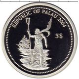  5 долларов 2004, серебро (Ag 925) | Рыба Дикобраз — Палау, фото 1 